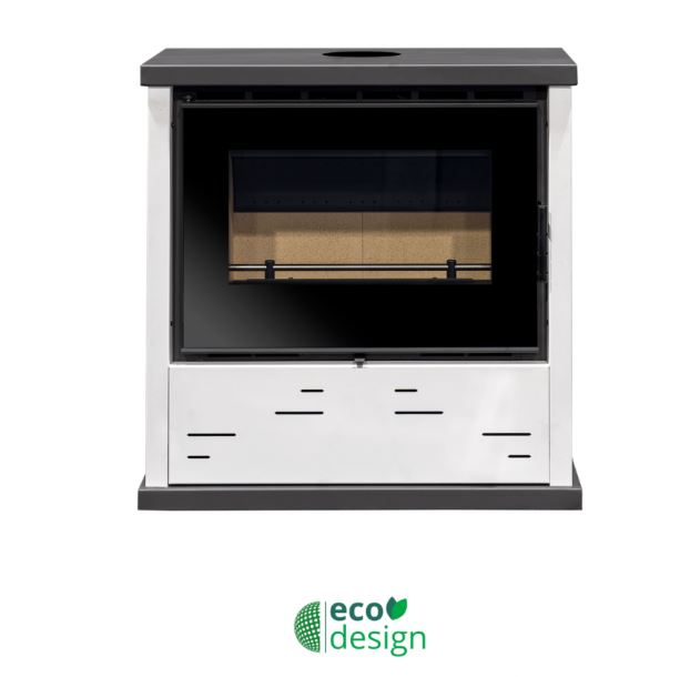 ESTUFA LEÑA CON VENTILADORES BELL 11 PLUS BLANCO 7,8kW METLOR