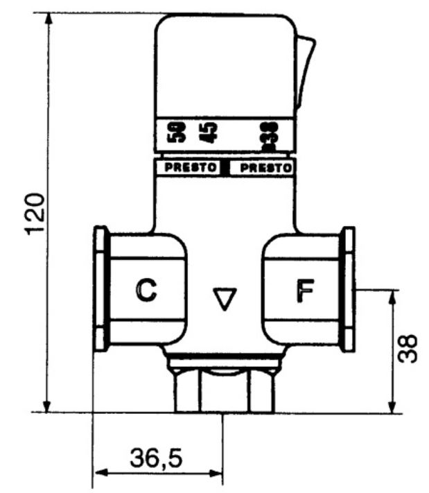 VÁLVULA MEZCLADORA TERMOSTÁTICA 3/4" PRESTO 99400