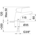 MONOMANDO LAVABO PANAM EVO EXTREM 60