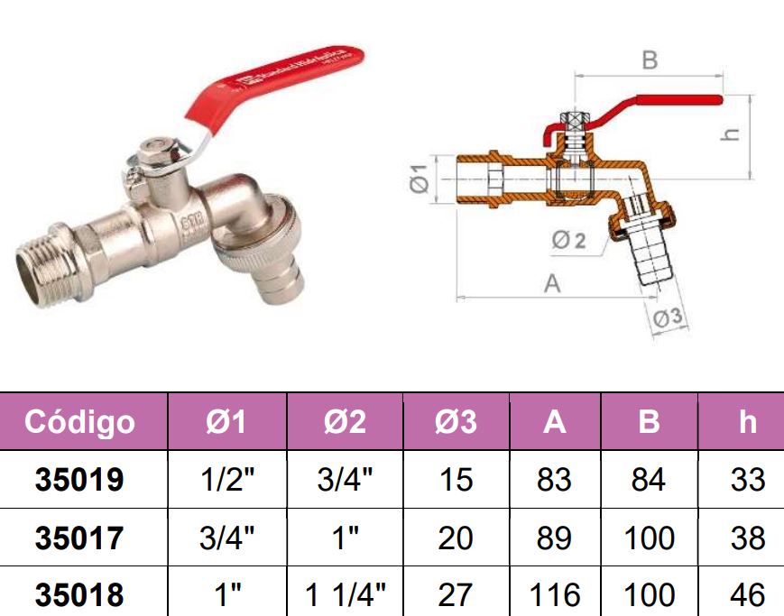 GRIFO MANGUERA ESFERA BEX 3/4"