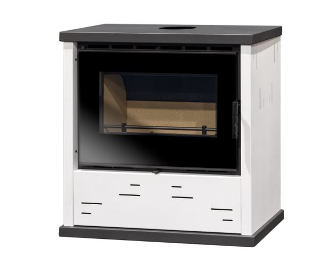 ESTUFA LEÑA CON VENTILADORES BELL 11 PLUS BLANCO 7,8kW METLOR