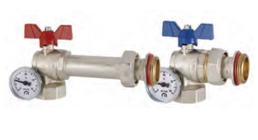 KIT VÁLVULAS PROGRESS A ESCUADRA CON RACOR Y TERMÓMETRO 1" EMMETI