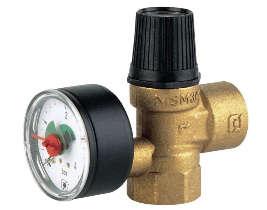 VALVULA SEGURIDAD PRESCOMANO CON MANOMETRO 3bar M-H 1/2" WATTS