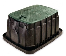 [221A11438] ARQUETA VB RECTANGULAR JUMBO CON CIERRE. CUERPO NEGRO Y TAPA VERDE CON TORNILLO HEXAGONAL. 2 LENGÜETAS DE ACCESO. LARGO X ANCHO X ALTO = 70.1 X 53.3 X 30.7 CM - RAIN BIRD VBJMBH